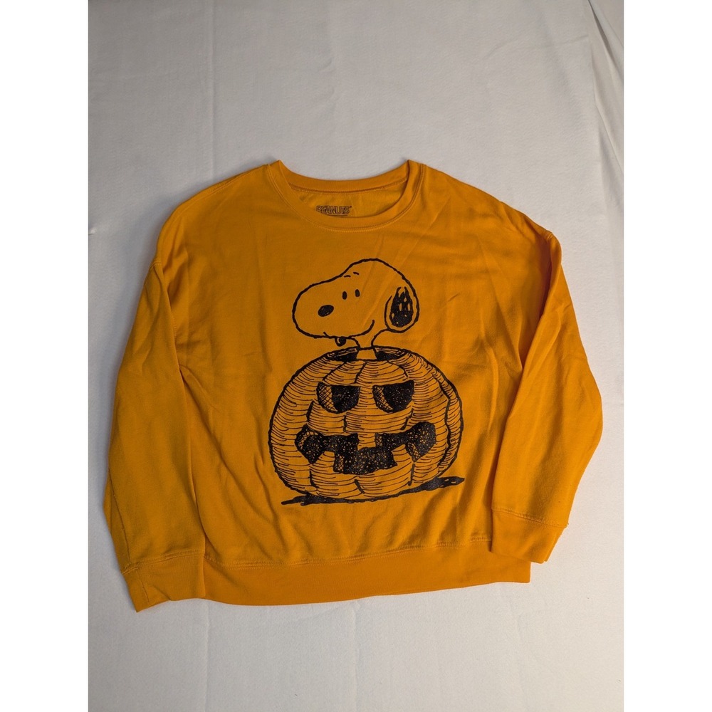 Peanuts Snoopy Jack O Lantern Pumpkin Fall Pullover Crewneck Sweatshirt